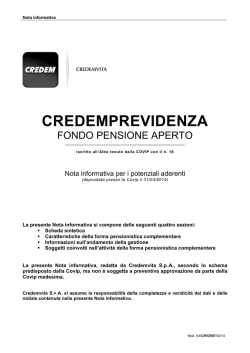 Nota informativa - Credemvita SpA