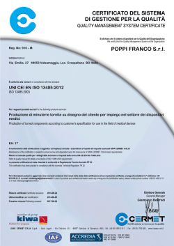CERTIFICATO DEL SISTEMA DI GESTIONE PER LA QUALIT&Agrave;