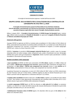Gruppo Cofide: 2013 in perdita per le svalutazioni della controllata Cir