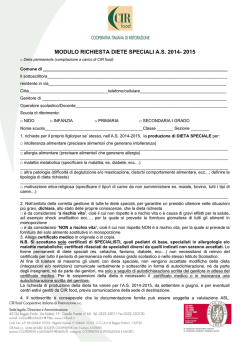MODULO RICHIESTA DIETE SPECIALI A.S. 2014- 2015