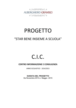 progetto cic - 2014 Istituto Professionale Alberghiero «Antonio