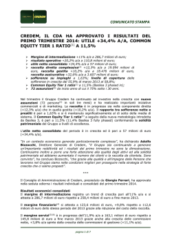 COMUNICATO STAMPA CREDEM, IL CDA HA APPROVATO I