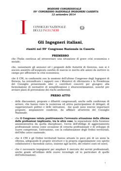 mozione congressuale 59&deg; congresso nazionale ingegneri caserta