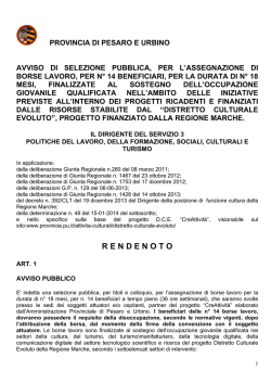 Bando Borse Lavoro Provincia Pesaro