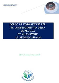 indizione corso per la qualifica di allenatori di secondo grado