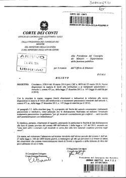 Rilievo della Corte dei Conti del 07/04/2014 n.10132