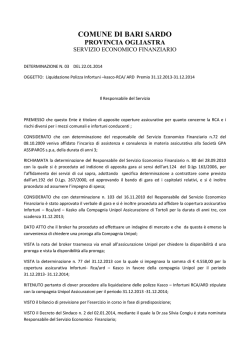 determina liquidazione polizza unipol anno 2014