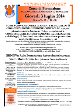 Corso Dubini del 3 luglio 2014 con scheda iscrizione