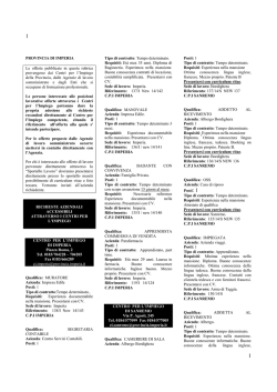 PROVINCIA DI IMPERIA Le offerte pubblicate in questa