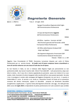 c.c.trani - poliziotto penitenziario trattenuto per sedici - Cosp