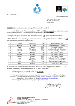 Selezione Provincale femmi Bari, 18 maggio 2014