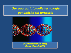 Uso appropriato delle tecnologie genomiche sul territorio