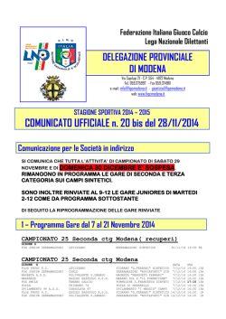 COMUNICATO UFFICIALE n. 20 bis del 28/11/2014
