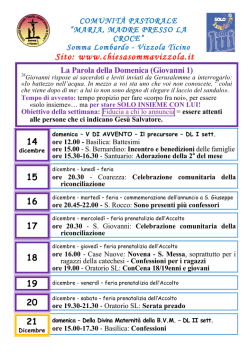 cp 141214 - Comunit&agrave; Pastorale Maria Madre presso la Croce