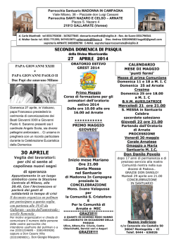 Avvisi e Calendario - Parrocchia di Madonna in Campagna