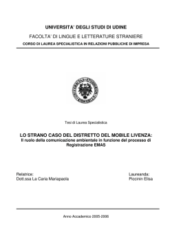 Tesi di Laurea LO STRANO CASO DEL DISTRETTO DEL MOBILE