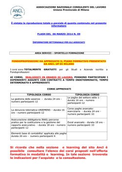 Si ricorda che nella sezione e learning del sito Ancl &egrave;