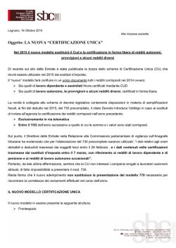 Nel 2015 il nuovo modello sostituir&agrave; il Cud&hellip;