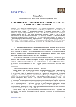 Campione biologico e consenso informato nella ricerca