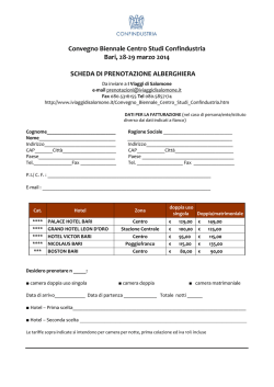 Scheda prenotazione alberghiera Bari Confindustria