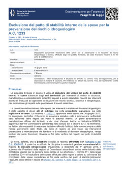 Esclusione dal patto di stabilit&agrave; interno delle spese per la