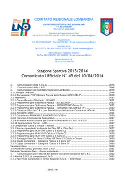 Comunicato Ufficiale n.49 CRL