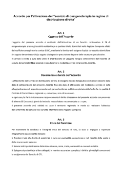 II Schema di Accordo Ossigeno