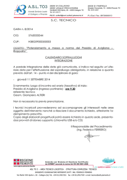 S.C. TECNICO GARA n. 8/2014 CIG: 5763033D44 CUP