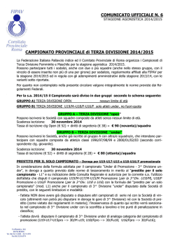 Indizione 3^ DIVISIONE 2014/15