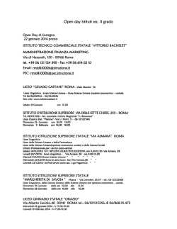 Open day Open day Istituti sec. II grado sec. II grado sec. II