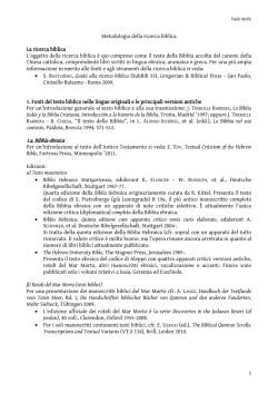 Metodologia biblica Merlo (2) - Pontificia Universit&agrave; Lateranense