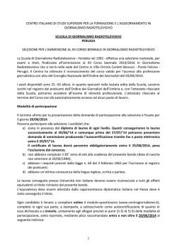 bando di selezione - Centro Formazione Giornalismo Radiotelevisivo