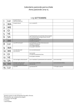 Calendario Pastorale 2014-15