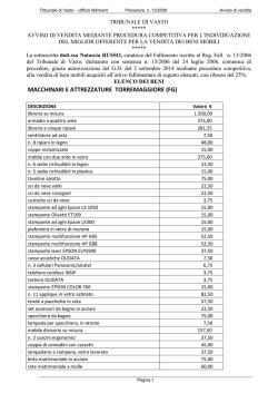 Avviso di Vendita - Vendite