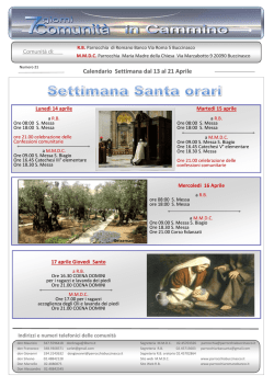 13-21 aprile 2014 - Parrocchia Maria Madre della Chiesa