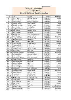 6^ Prato - Doganaccia 27 Luglio 2014 Gara Medio fondo Classifica