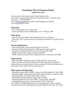 Curriculum Vitae of Tommaso Pacini