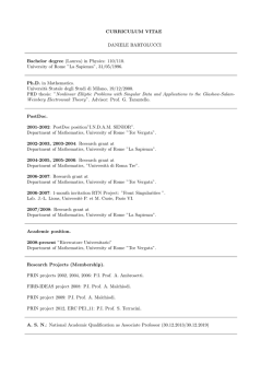 (Laurea) in Physics: 110/110. University of Rome ”La Sapienza”