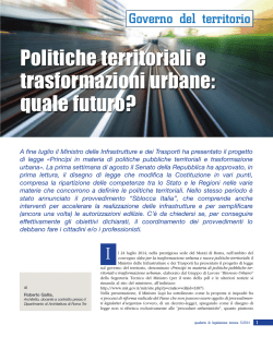 Politiche territoriali e trasformazioni urbane: quale