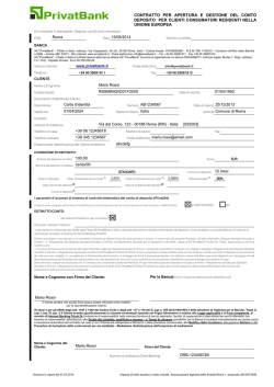 Modulo per la richiesta del Deposito Standard Vincolato a Termine