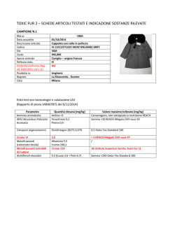 TOXIC FUR 2 – SCHEDE ARTICOLI TESTATI E INDICAZIONE