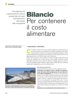 Bilancio Per contenere il costo alimentare