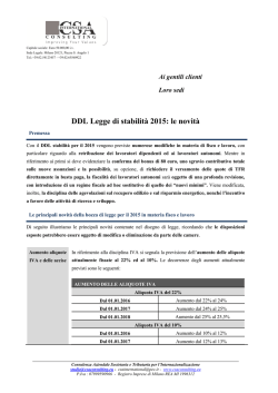 DDL Legge di stabilit&agrave; 2015: le novit&agrave;