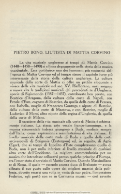 Pietro Bono, liutista di Mattia Corvino