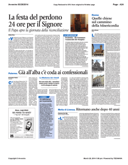 La festa del perdono 24 ore per il Signore