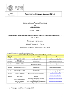 rapporto di riesame annuale 2014 - Corso di Laurea Magistrale in