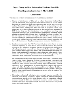 Conclusions of the expert group on a debt redemption fund and