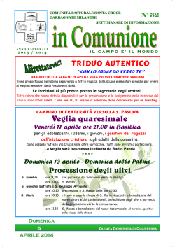 In comunione n° 32 del 6 aprile 2014
