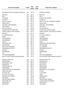 Titolo Film Originale Studio Data Uscita Data Prod. Titolo