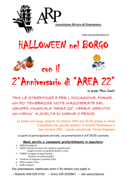 HALLOWEEN nel BORGO con il 2&deg;Anniversario di &ldquo;AREA 22&rdquo;